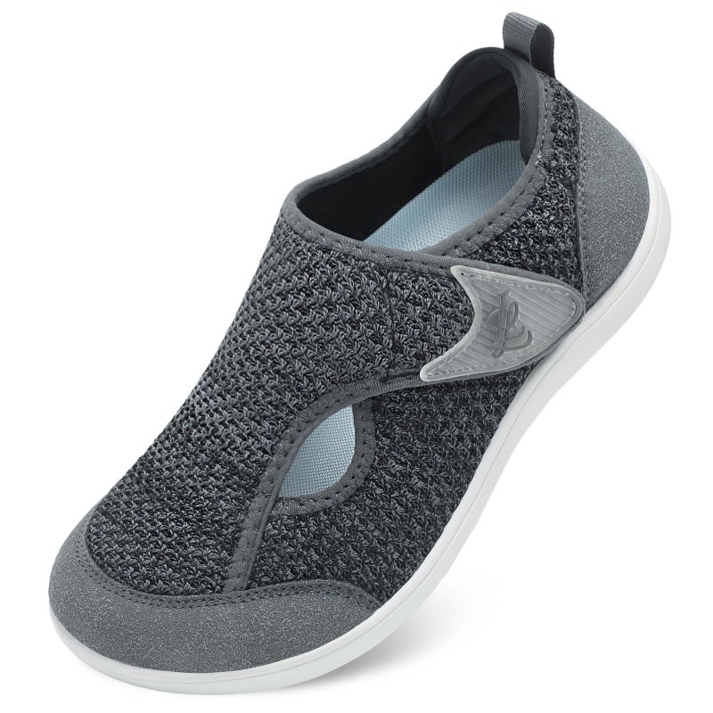 LeIsfIt Womens Wide Diabetic Shoes Adjustable Barefoot Walking Shoes Breathable Zero Drop Sneakers for Wide Width Arthritis Edema Feet Dark Grey Size 9 - Image 1