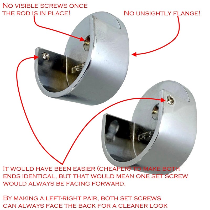 Desunia Closet Rod Support Flanges with Screw On Attachment  Heavy Duty Clothes Pole End Sockets for Wardrobes Polished Chrome  2 Pack - Image 2