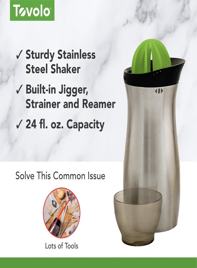 Tovolo Cocktail Shaker Stainless Steel (24 oz.) - Built-In Citrus Reamer, Strainer, & Jigger / Gadget for Bar Cart, Bartending, Home Bar, Mixology, Kitchen, & Gifting - Image 3
