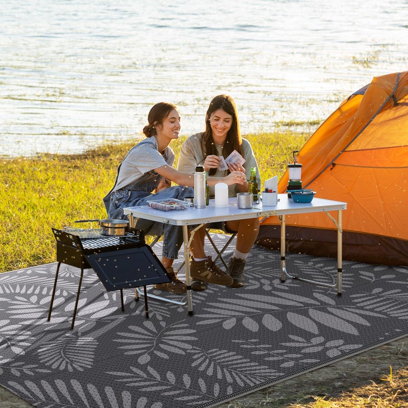 StepRite Outdoor Rug, Patio Rug, Plastic Straw Camping Rugs, Large Waterproof Area Rug and Mat for Outdoors, RV, Patio, Backyard, Deck, Porch, Beach, Balcony, (5'x 8', White&Gray) - Image 5