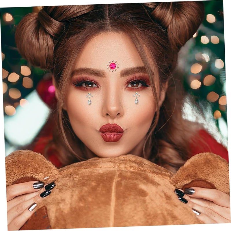 6sheets Face Gems Stick Self-adhesive Rhinestones Eye Patch Stickers for Makeup Body Face Rhinestones Festival Jewels Stick for Women Girls - Image 4
