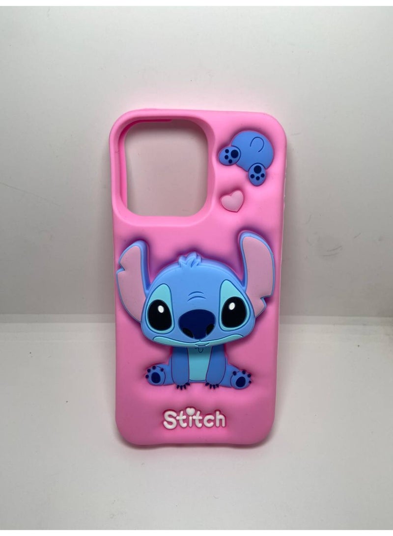 3D Cartoon Phone Case for iPhone 12 Pro Max, 13 Pro Max, All-Round Protection, Anti-Slip Design (Stitch Pink With PoP Socket) - Image 5