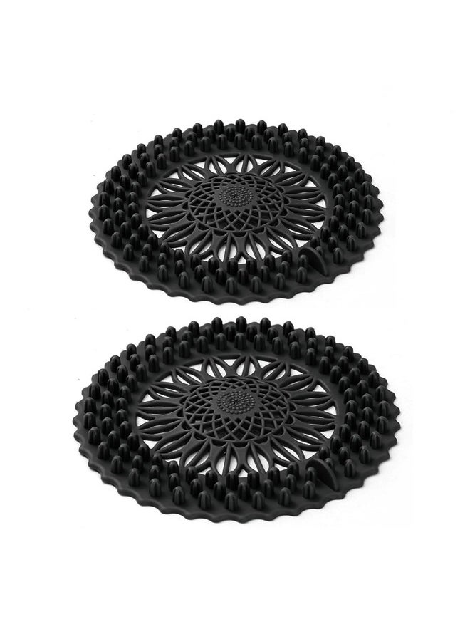 6Pcs Sink Drain Strainer, Rubber Drain Hair Catcher Drain Strainers Protectors Suited for Kitchen Bathroom Bathtub Sink (Black)