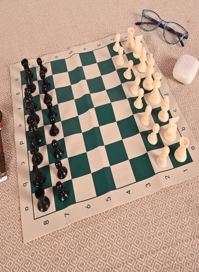 MOVEX Morex Portable Chess Vinyl Board Mat with King Size Plastic Chess Pieces | White & Green Vinyl Chess Mat | Foldable, Lightweight & Durable | Ideal for Beginners & Professionals (20 x 20 Inch) - Image 5