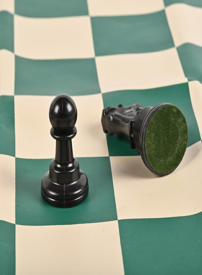 MOVEX Morex Portable Chess Vinyl Board Mat with King Size Plastic Chess Pieces | White & Green Vinyl Chess Mat | Foldable, Lightweight & Durable | Ideal for Beginners & Professionals (20 x 20 Inch) - Image 4
