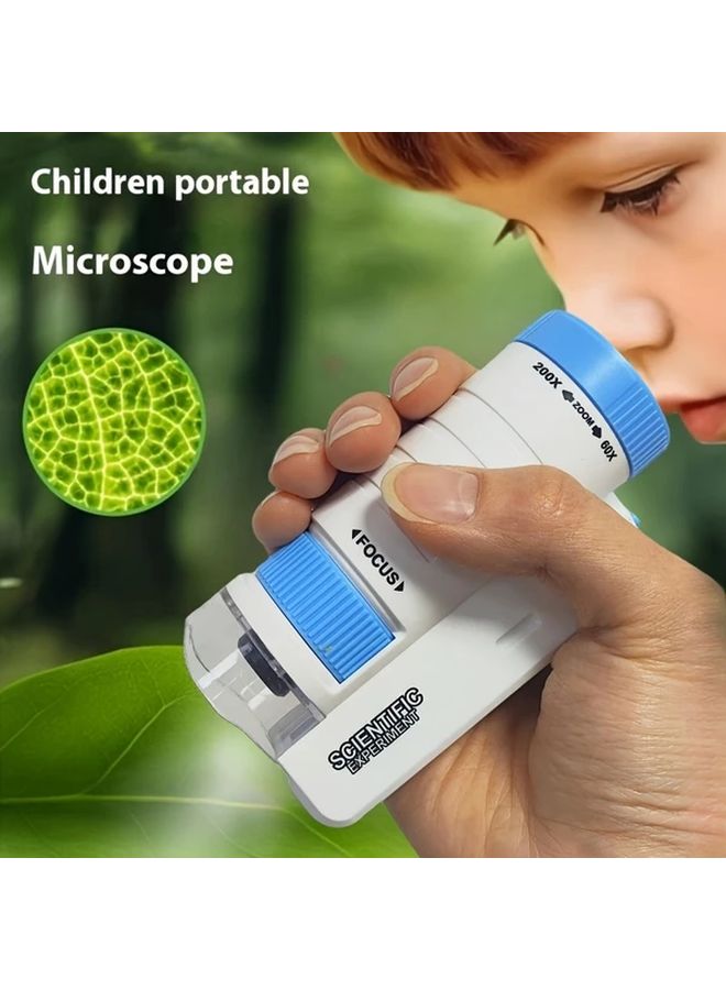 White Pocket Microscope With Shelf 60X To 200X Magnification Portable Handheld For Kids - Image 4
