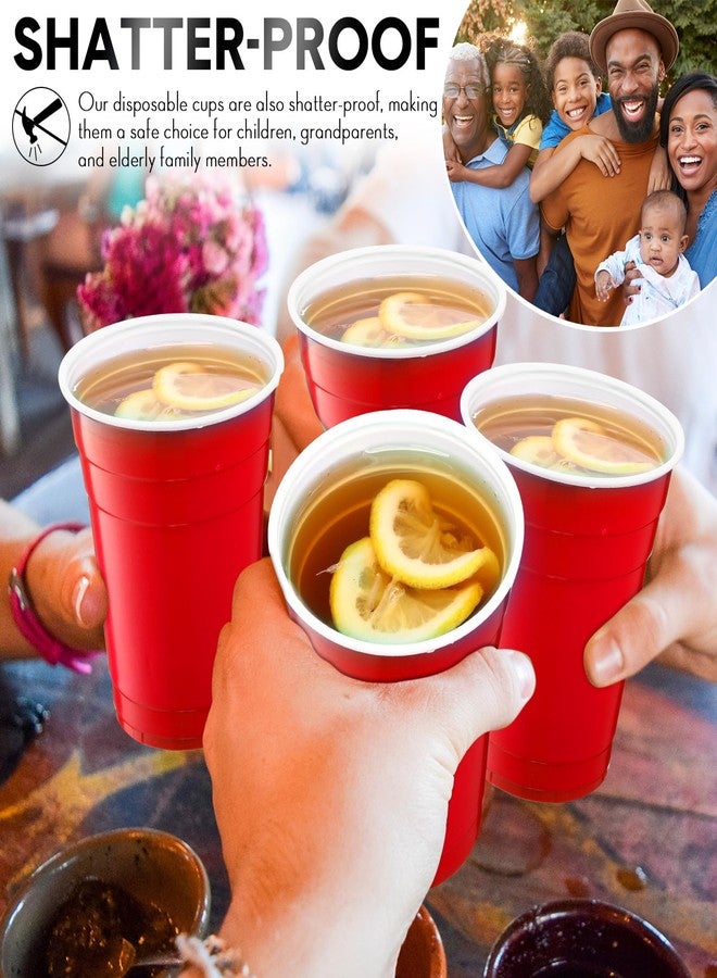 Zopeal 200 Count 18 Ounce Plastic Disposable Cups Beverage Drinking Heavy Duty Large Party Cold Drink Plastic Cups for Birthday Graduation Halloween Drinks Soda Punch Barbecues Picnics(Red) - Image 5