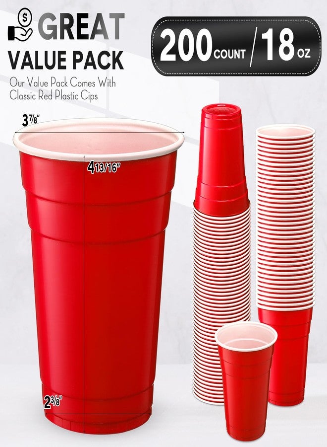 Zopeal 200 Count 18 Ounce Plastic Disposable Cups Beverage Drinking Heavy Duty Large Party Cold Drink Plastic Cups for Birthday Graduation Halloween Drinks Soda Punch Barbecues Picnics(Red) - Image 2