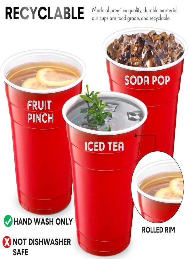 Zopeal 200 Count 18 Ounce Plastic Disposable Cups Beverage Drinking Heavy Duty Large Party Cold Drink Plastic Cups for Birthday Graduation Halloween Drinks Soda Punch Barbecues Picnics(Red) - Image 3