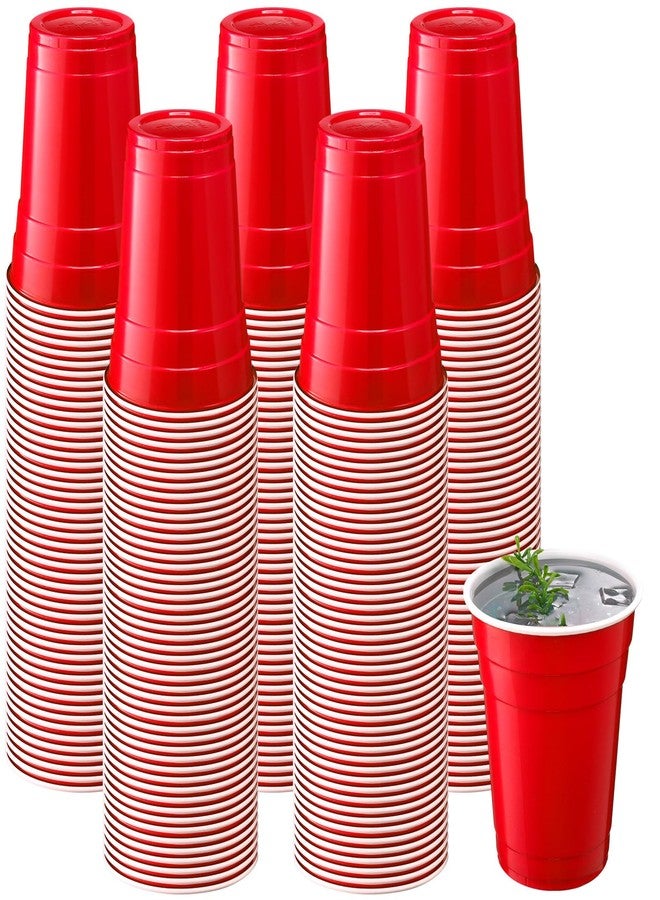 Zopeal 200 Count 18 Ounce Plastic Disposable Cups Beverage Drinking Heavy Duty Large Party Cold Drink Plastic Cups for Birthday Graduation Halloween Drinks Soda Punch Barbecues Picnics(Red) - Image 1