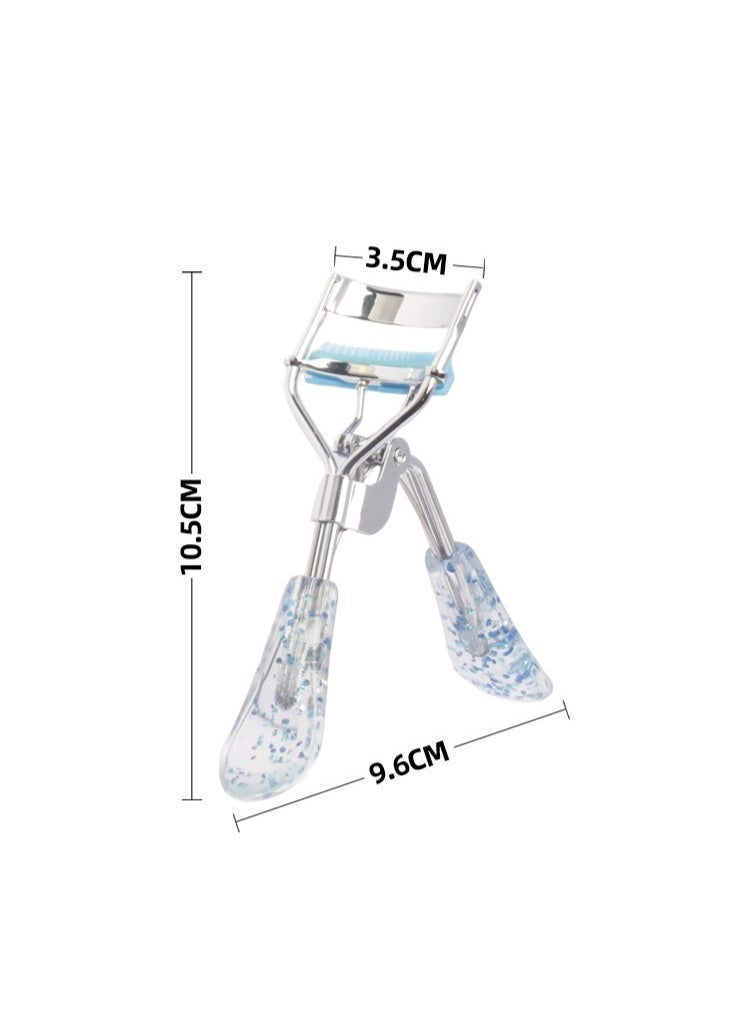 Al Kanzi New Eyelash Curler with Comb, Wide Angle Portable Lash Curler with Comfort Liner, Anti-Pinch Natural Curl Beauty Tool for Beginners, Blue Sparkle Handle - Image 2
