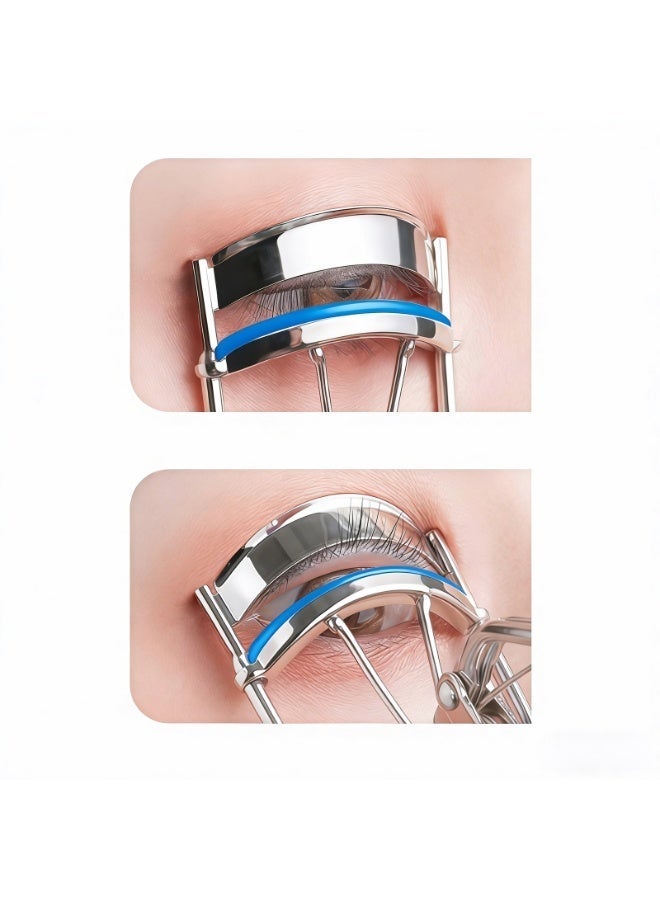 Al Kanzi New Eyelash Curler with Comb, Wide Angle Portable Lash Curler with Comfort Liner, Anti-Pinch Natural Curl Beauty Tool for Beginners, Blue Sparkle Handle - Image 3
