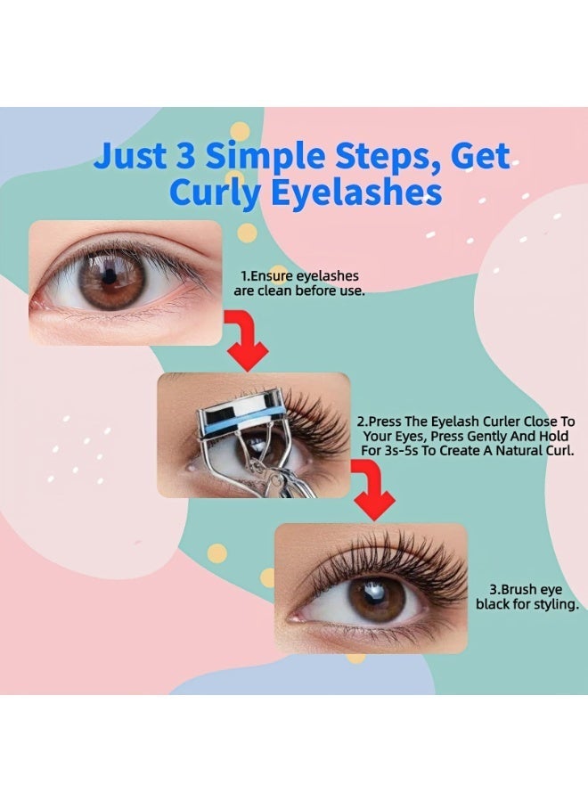 Al Kanzi New Eyelash Curler with Comb, Wide Angle Portable Lash Curler with Comfort Liner, Anti-Pinch Natural Curl Beauty Tool for Beginners, Blue Sparkle Handle - Image 5