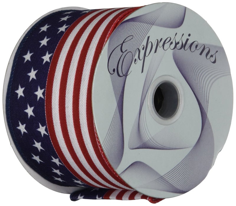 Craig Bachman Imports 8567339343 2.5" x 10 yd Red, White, Blue Stars/Stripes Ribbon - Image 3