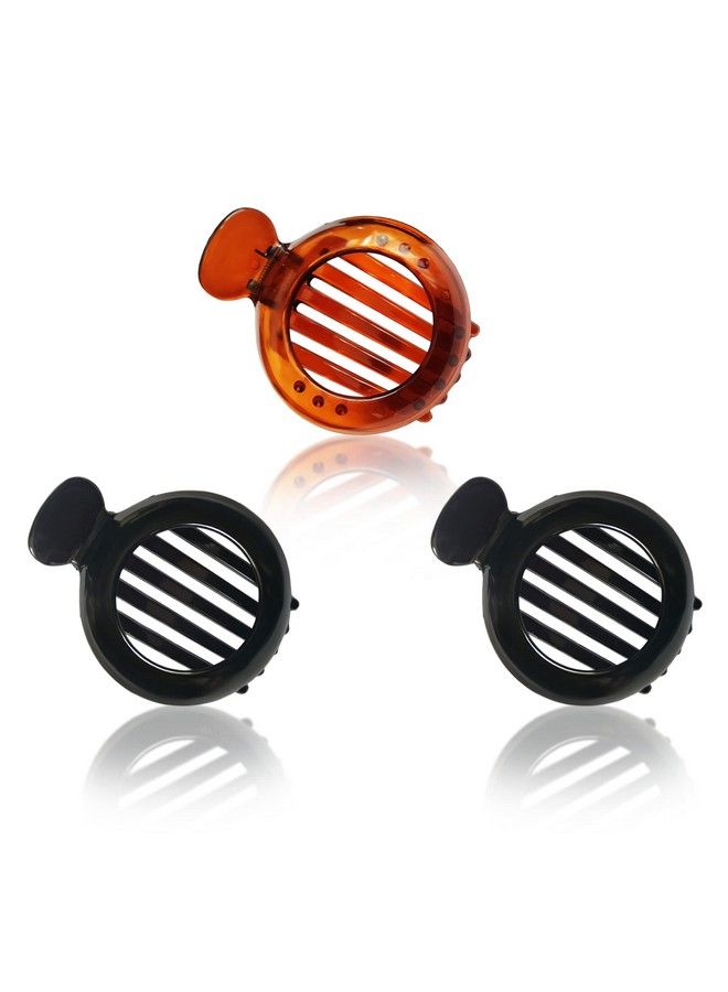 Sanas 3Pcs Round Alligator Bun Clip Hair Claw Clutcher Hair Clip Hair Tools And Accessories For Professional Juda Daily Use Acrylic Material For Women Girls 3Pcs - Image 1