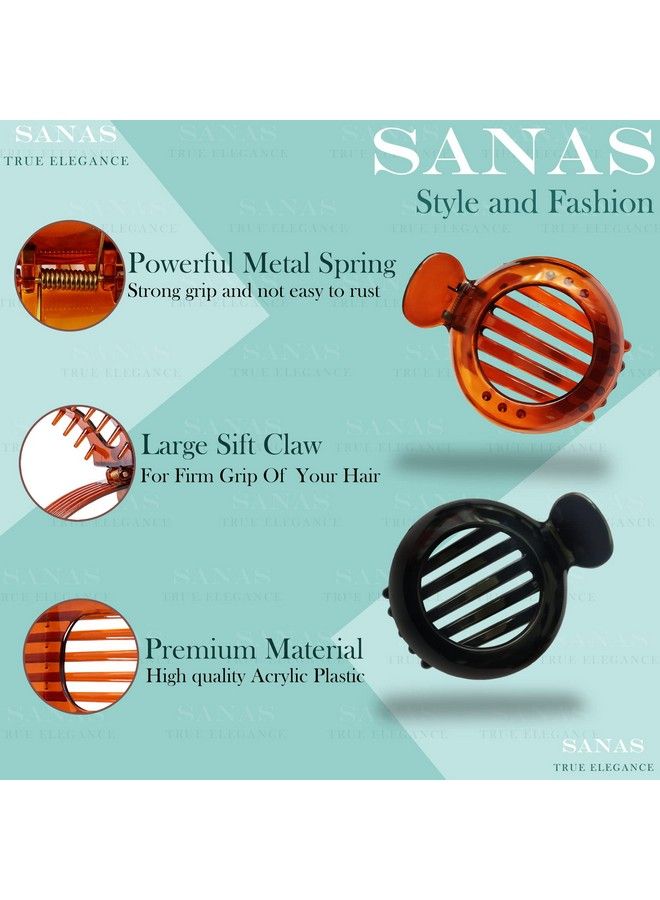 Sanas 3Pcs Round Alligator Bun Clip Hair Claw Clutcher Hair Clip Hair Tools And Accessories For Professional Juda Daily Use Acrylic Material For Women Girls 3Pcs - Image 4