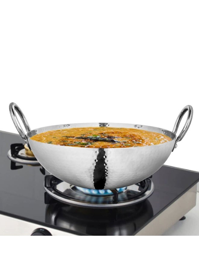 Shri & Sam Stainless Steel 4 Litre Triply Deep Pro Light Weight Hammered Kadhai, 30 cm, 1390 Grams - Image 1