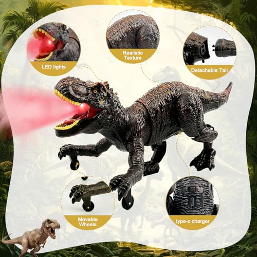 TALGIC Remote Control Dinosaur for Boys 47 Robot Dinosaur Toys for Kids 57 rc Dinosaur with Realistic Legs Spray StreamRemote Dinosaur Toys for Kids3 4 5 6 9 Year Old boy Birthday Gift Red - Image 5