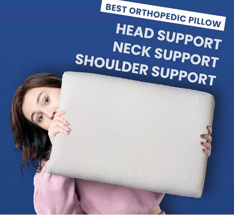 IDITRI EXPORT Cervical Contour Memory Foam Pillow for Sleeping,Orthopedic Pillow for Neck Pain, Support for Back,Side Sleepers, with Breathable Zip Cover (19X12X4INCH) (Queen Size Pillow) - Image 5