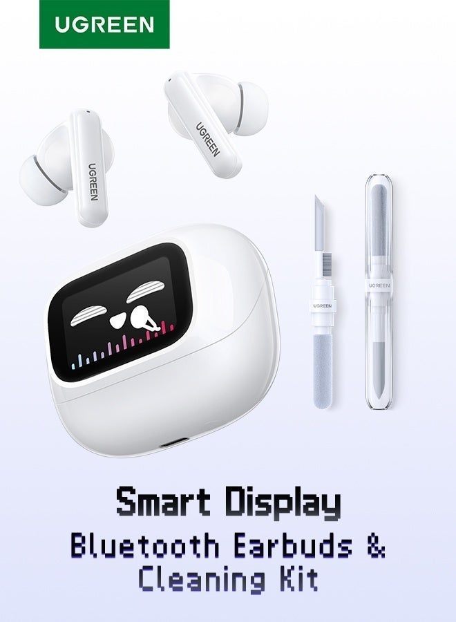 Cleaner Kit for Airpods, Earbuds Cleaning kit for Airpods Pro, JBL, HUAWEI, Multi-Function Cleaning Tool with Brush Sponge for Wireless Earphones Case, Bluetooth Headphone, Camera, iPhone & EchoBuds Magic White Bluetooth ANC 52dB In-Ear Wireless Headphones with Smart Touch Screen, 12 One-Touch Functions, Battery Life (6H for Headphones, 30H Total), Compatible with iPhone 17/16 Series, Huawei -Bundle