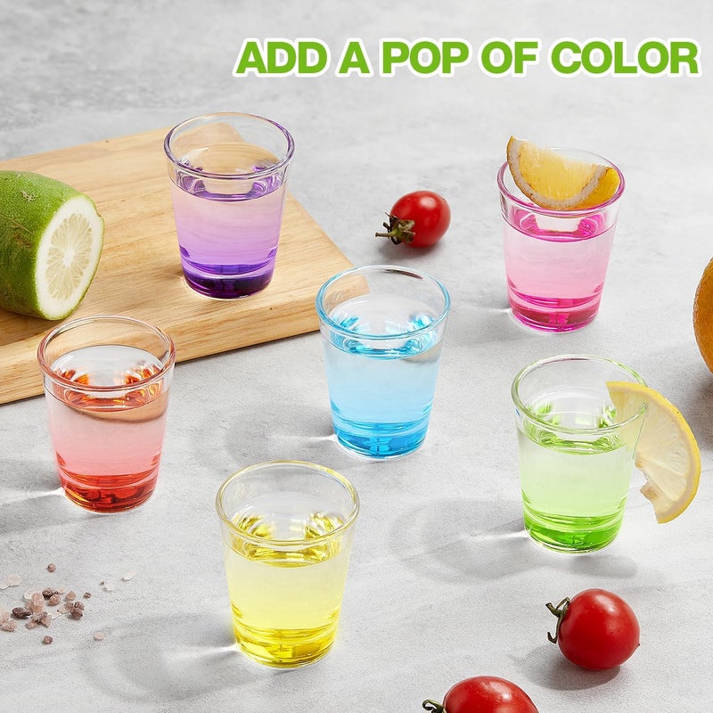 6 Pack Heavy Base Shot Glasses Set, 1.6 oz Colorful Shot Bulk, Clear Shot Glass, Tequila Cups Small Glass, Shot Glasses for Whiskey, Tequila, Vodka, Spirits & Liquors - Image 4