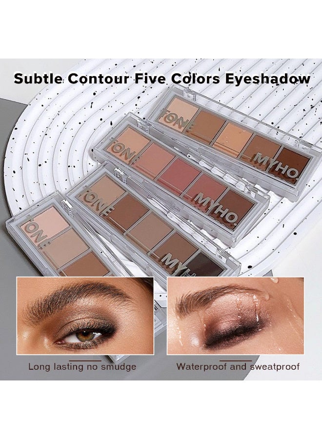 MYHO Neutral Naked Brown Eyeshadow Palette - 5 Colors Nude Brown Tones, Velvety Matte, Long-Lasting & Waterproof for Natural Everyday Looks (02#) - Image 4