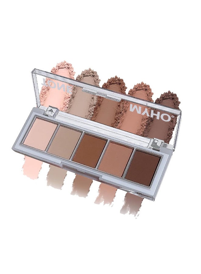 MYHO Neutral Naked Brown Eyeshadow Palette - 5 Colors Nude Brown Tones, Velvety Matte, Long-Lasting & Waterproof for Natural Everyday Looks (02#) - Image 1