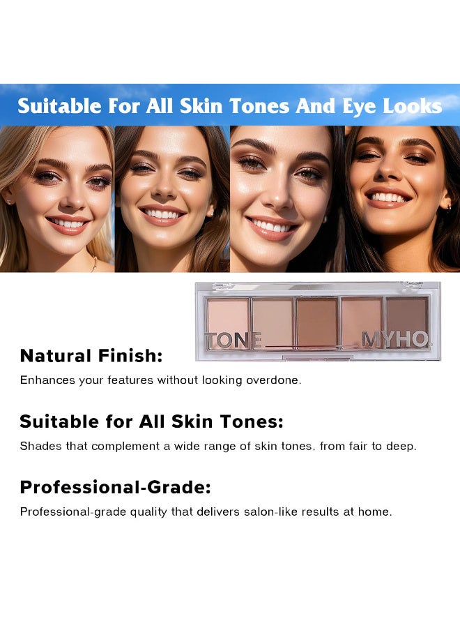 MYHO Neutral Naked Brown Eyeshadow Palette - 5 Colors Nude Brown Tones, Velvety Matte, Long-Lasting & Waterproof for Natural Everyday Looks (02#) - Image 3