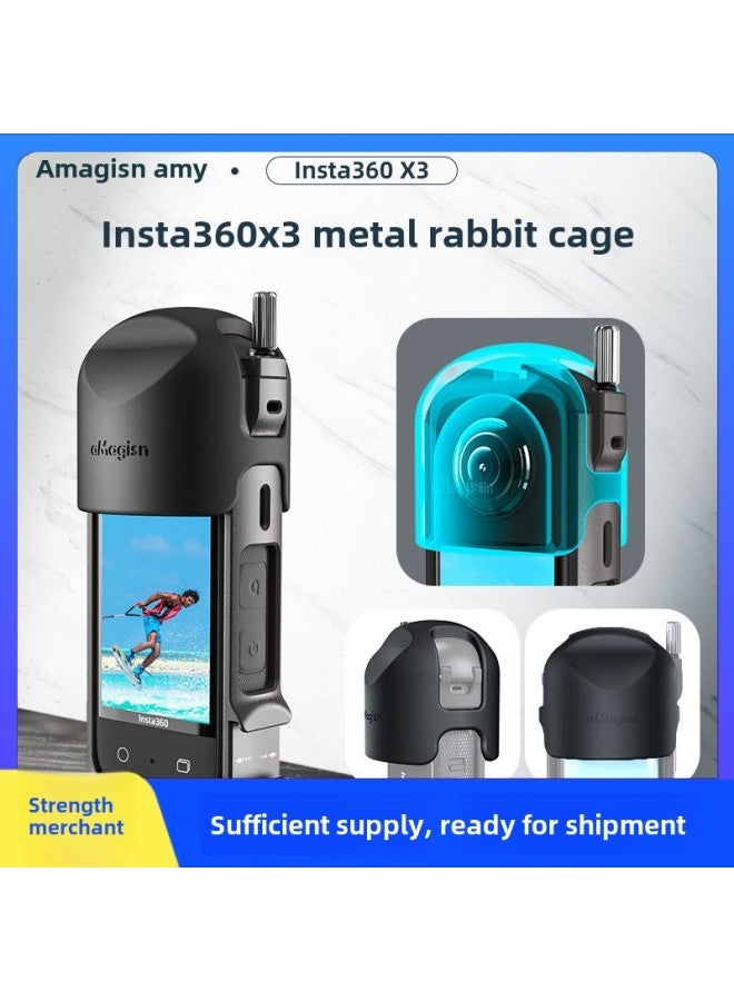 AMagisn Amai Insta360 X3 Metal Rabbit Cage 360X3 Protective Frame Accessories-Color:Lens Cap  - Image 2