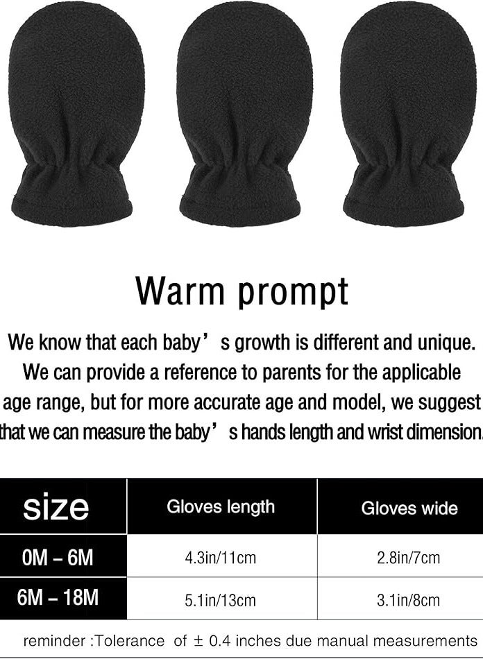Oasisgalore 3 Pairs Baby and Toddler Winter Mittens Kids Fleece Warm Mittens for Baby Boy Girl - Image 4