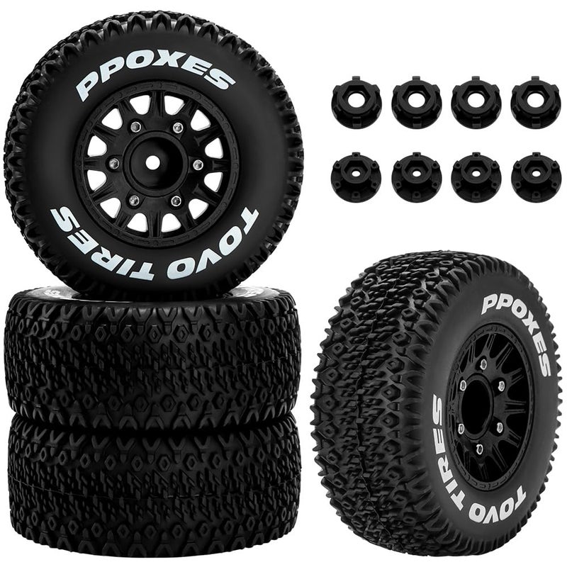 GLOBACT 12mm14mm Hex RC Wheels and Tires 110 RC Truck Tires for Arrma Senton Fury Slash Axial Losi Redcat Rc4wd Hex Detachable Replacement Black 4PCS - Image 3