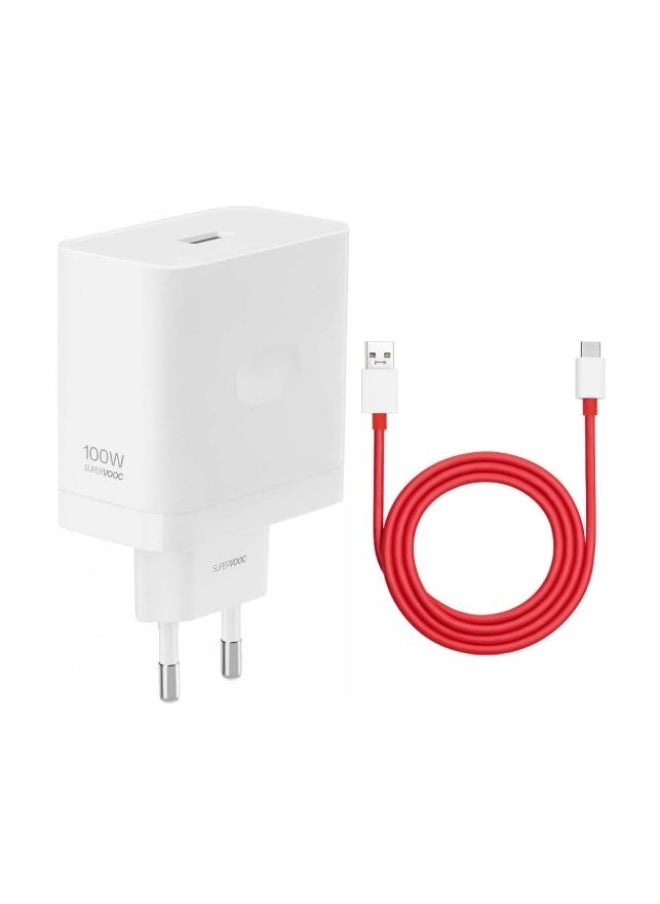 100W Supervooc Charger for 1+ 13 13R Nord 4 CE 4 Lite 8A Warp Charger Block Replacement with 8A Warp Charge Cable 1M USB Wall Plug UK Power Adapter for 1+ 12 12R 11 10 Pro OPPO A78 A38 (White)