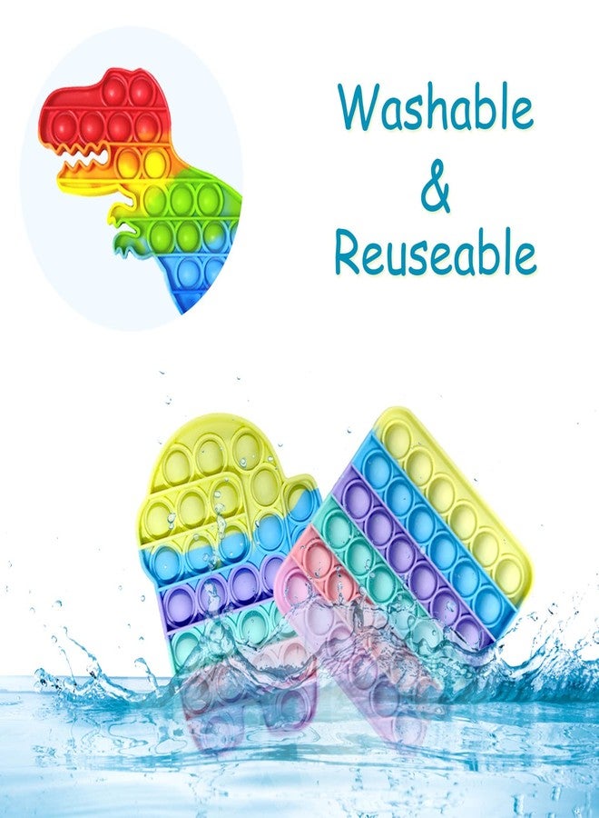 MANVI Fidget Toy for Kids, Small Pop it for Kids, Stress Relief for Adults, Different Shape Popper for Kids- Multi Color (Rainbow Dinosaur, Square and Android) - Image 3