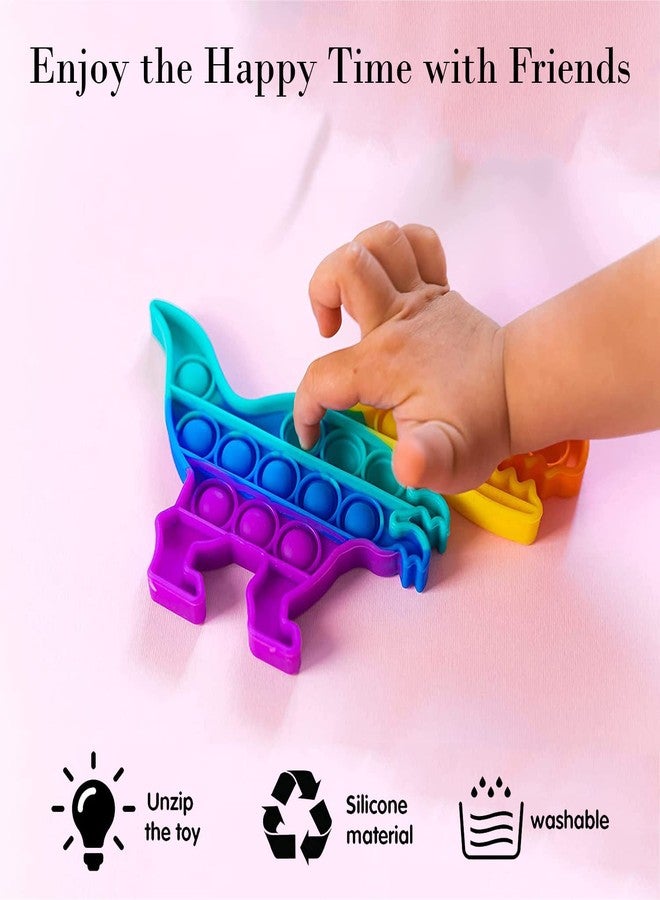 MANVI Fidget Toy for Kids, Small Pop it for Kids, Stress Relief for Adults, Different Shape Popper for Kids- Multi Color (Rainbow Dinosaur, Square and Android) - Image 4