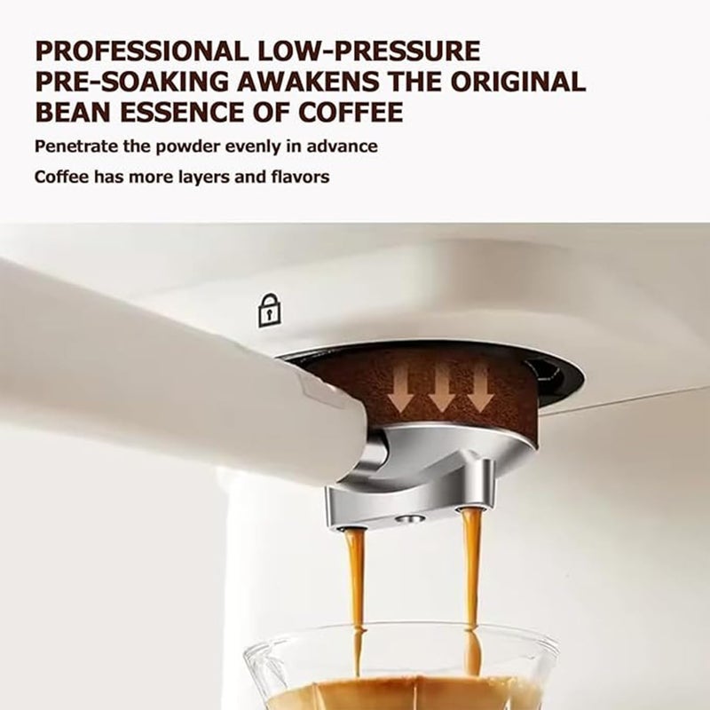 Makbeaty 1.5L Espresso Coffee Machine, 20 Bar Semi-Automatic Maker with Milk Frother | Italian Style for Latte Cappuccino Home Office - 1.5 20 - Image 4