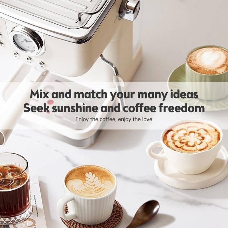 Makbeaty 1.5L Espresso Coffee Machine, 20 Bar Semi-Automatic Maker with Milk Frother | Italian Style for Latte Cappuccino Home Office - 1.5 20 - Image 2