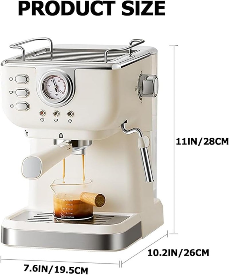 Makbeaty 1.5L Espresso Coffee Machine, 20 Bar Semi-Automatic Maker with Milk Frother | Italian Style for Latte Cappuccino Home Office - 1.5 20 - Image 5