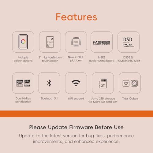 HiBy R1 HiFi MP3 Player with Bluetooth 5.1 Tidal Qobuz DSD 256 Native Lossless Music Player with Touchscreen/Hi Res Audio Certified/MSEB Tuning/2TB Expanded Memory - Image 2