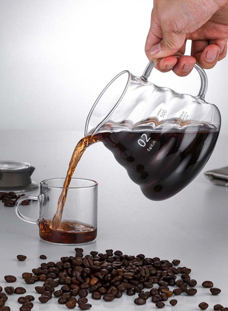 EqiEch V60 Coffee Server for Pour Over Coffee Maker,Heat-Resistant Glass Tea Coffee Pot,Clear Coffee Carafe 600ml - Image 3