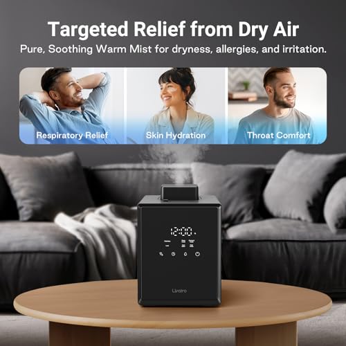 Livatro Stainless Steel Humidifier, 3L Warm Mist Humidifier, Easy Clean with Warm Steam Humidifier, Healthy Air Mist Humidifiers for Bedroom Living Room, with Sleep Mode and Auto-off Setting - Image 4