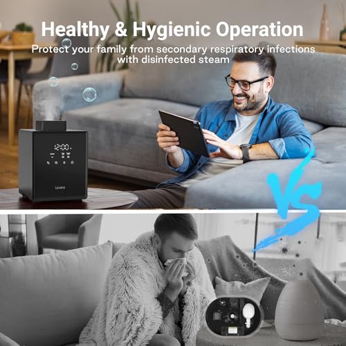 Livatro Stainless Steel Humidifier, 3L Warm Mist Humidifier, Easy Clean with Warm Steam Humidifier, Healthy Air Mist Humidifiers for Bedroom Living Room, with Sleep Mode and Auto-off Setting - Image 3