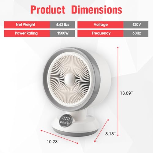 Trendgear 2 in 1 Heater Fan Combo, 1500W Portable Space Heater with Adjustable Thermostat, Electric Cooling Fan with Oscillating, Overheat & Tip-Over Protection, Ideal for Home & Office Use - Image 4
