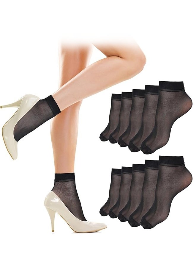 10 أزواج ، جوارب نسائية (سوداء) ، جوارب قصيرة شفافة ، جوارب صيفية رفيعة ، جوارب طويلة قصيرة ، جوارب منخفضة ، جوارب غير قابلة للانزلاق - Image 1