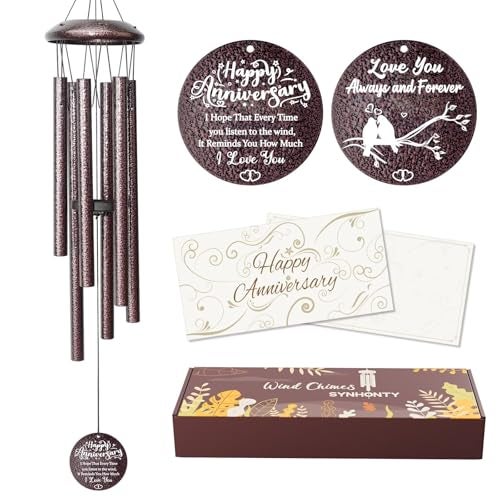 Synhonty Anniversary Wind Chimes Gifts for Men Women, Happy Anniversary Decorations, 25" Wind Chimes Romantic Gift for Couple, Parents, Wife, Husband, Friends (Mr & Mrs - Image 1
