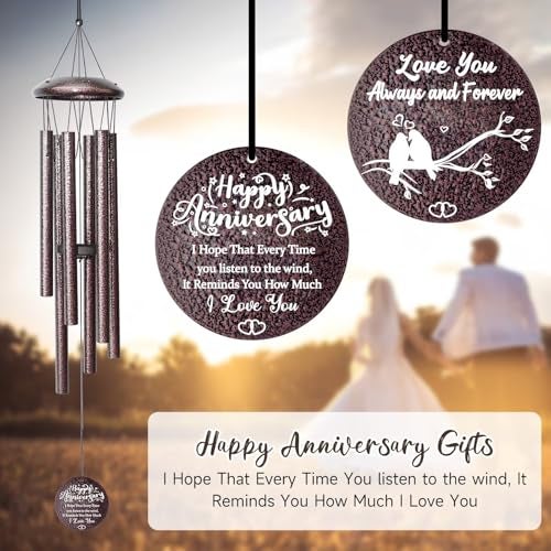 Synhonty Anniversary Wind Chimes Gifts for Men Women, Happy Anniversary Decorations, 25" Wind Chimes Romantic Gift for Couple, Parents, Wife, Husband, Friends (Mr & Mrs - Image 2