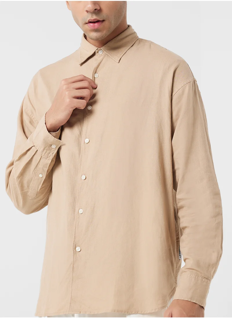 JACK & JONES Jorfaro Linen Essential Front Button Down Shirt