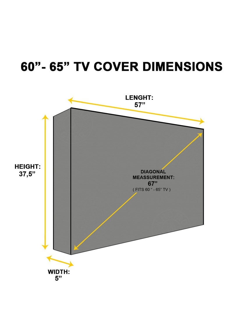 Generic Outdoor Waterproof and Weatherproof TV Cover for 60 to 65 inch Outside Flat Screen TV - Cover Size 57''W x 37''H x 5''D Compatible with 60-65 inch LCD LED TV  - Image 2