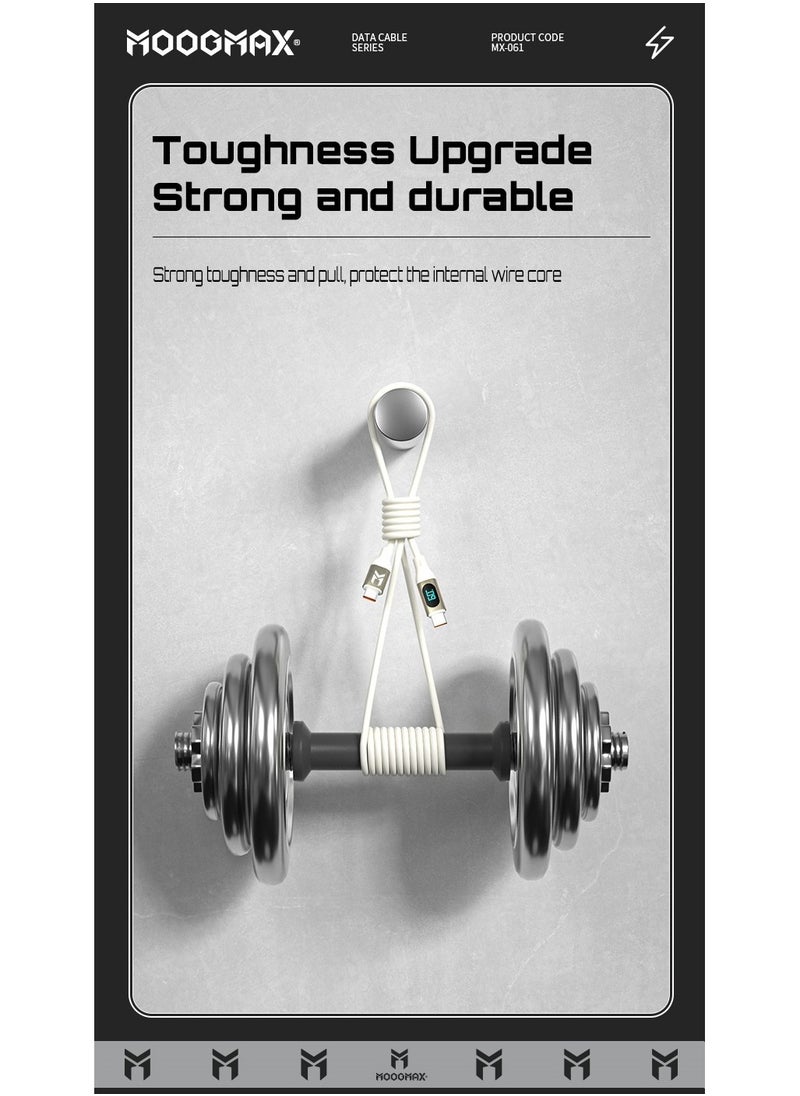 MOOGMAX - Type-C to Type-C Cable made of soft and strong silicon and digital display of charging watt Supports fast charging PD until 60W, 1M length, Compatible with Iphone 15 series, Samsung  and Huawei phones - Image 1