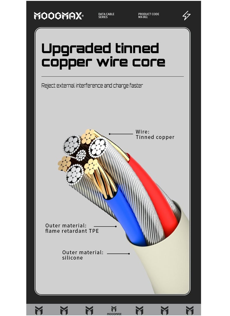 MOOGMAX - Type-C to Type-C Cable made of soft and strong silicon and digital display of charging watt Supports fast charging PD until 60W, 1M length, Compatible with Iphone 15 series, Samsung  and Huawei phones - Image 1