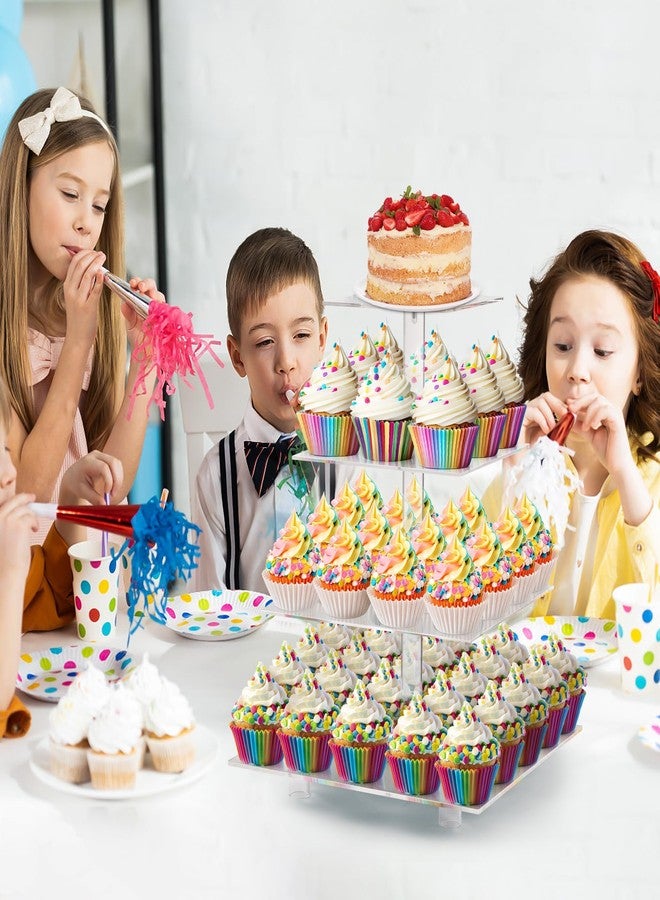 LoveDisplay Cupcake Stand, 4 Tier Cupcake Stand for 50 Cupcakes, Square Tiered Cupcake Tower, Clear Acrylic Cupcake Holder, Dessert Stands for Party, Wedding, Birthday, Baby Shower, Halloween - Image 2